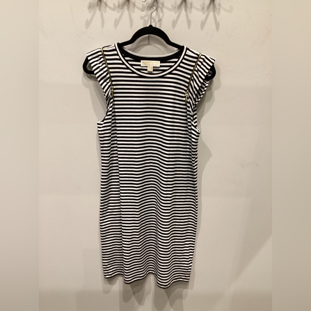 MICHAEL Michael Kors Black and White Striped Mini Dress